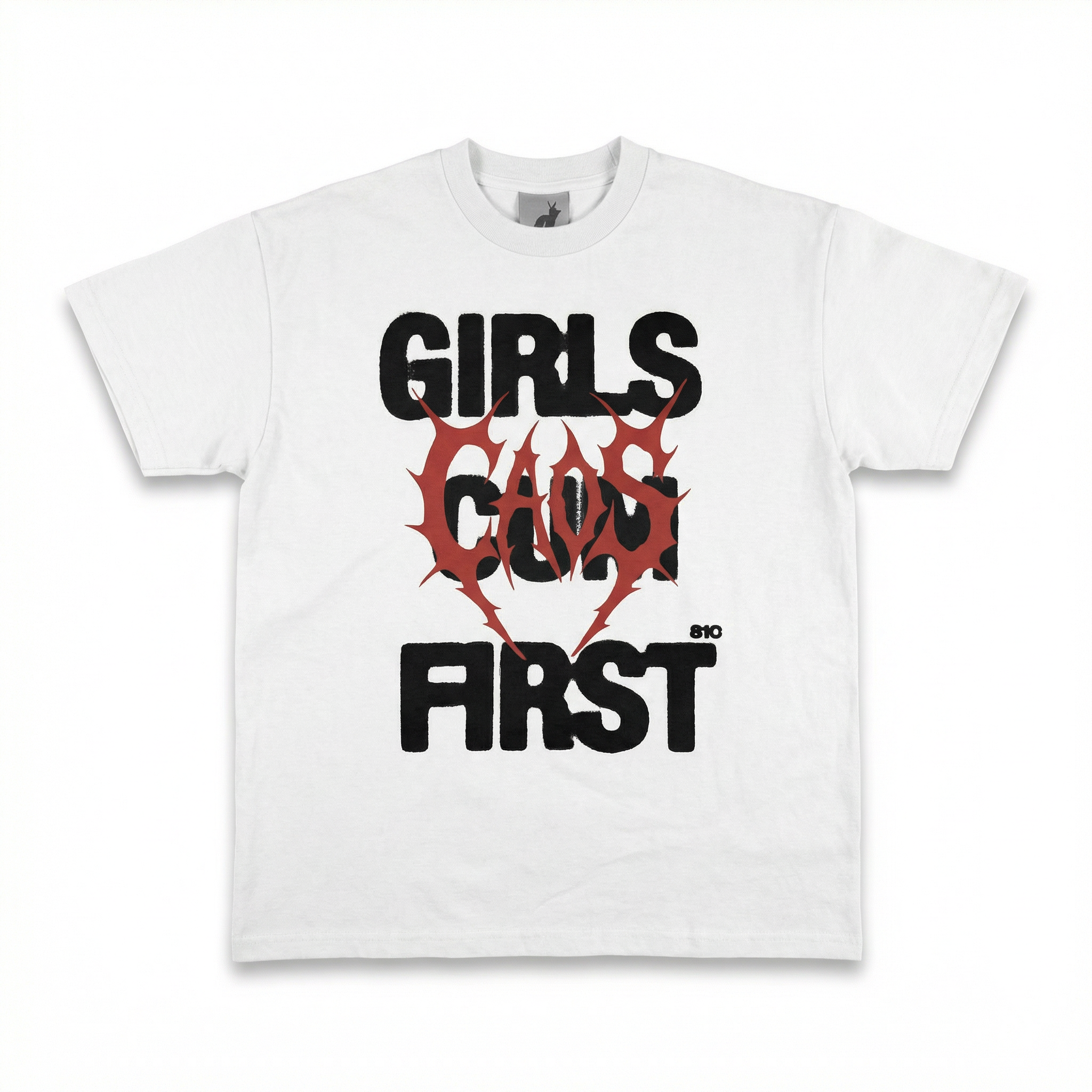 Girls Cum First Boxy CAOS TOUR T-Shirt (WHITE)
